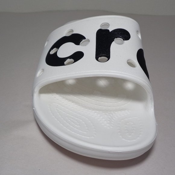 Crocs Size 8 CLASSIC LOGO White Black Slides Sandals New Men\'s Shoes main image 4